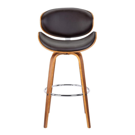 Armen Living - Solvang 26in Swivel Brown Faux Leather and Walnut Wood Counter Stool - LCSLBABRWA26 veiw 2