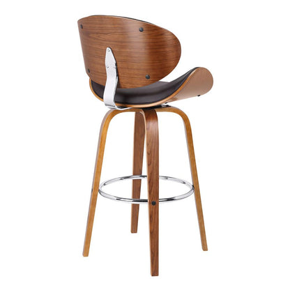Armen Living - Solvang 26in Swivel Brown Faux Leather and Walnut Wood Counter Stool - LCSLBABRWA26 veiw 3