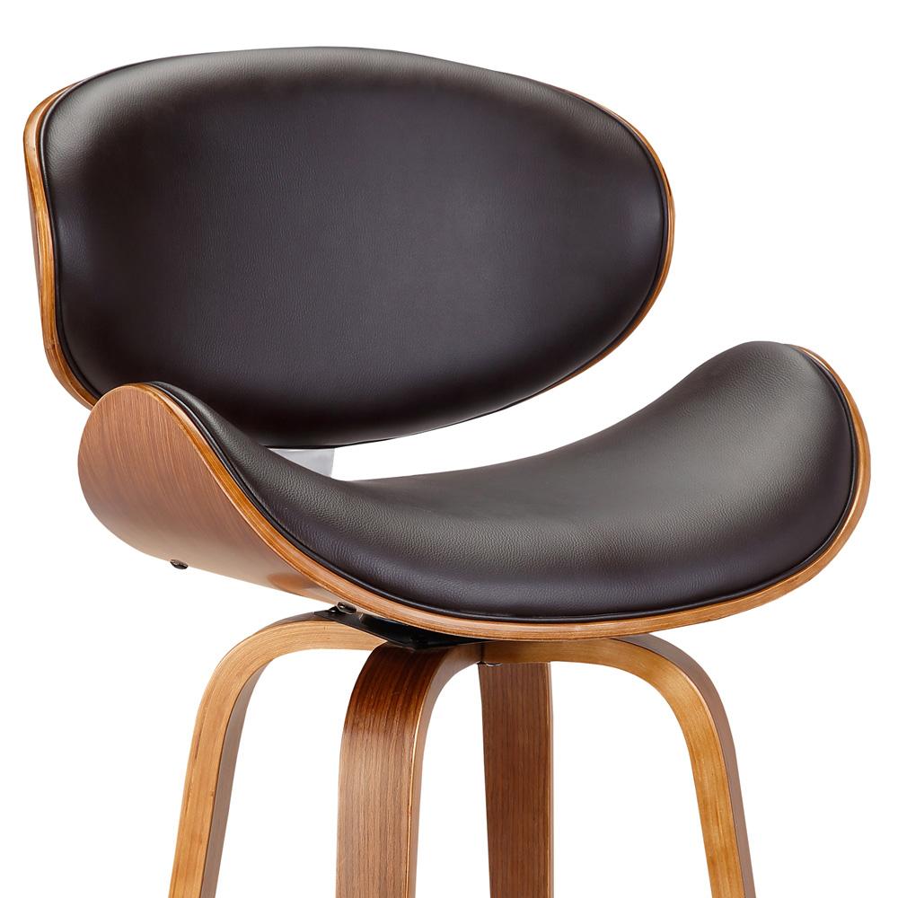 Armen Living - Solvang 26in Swivel Brown Faux Leather and Walnut Wood Counter Stool - LCSLBABRWA26 veiw 4