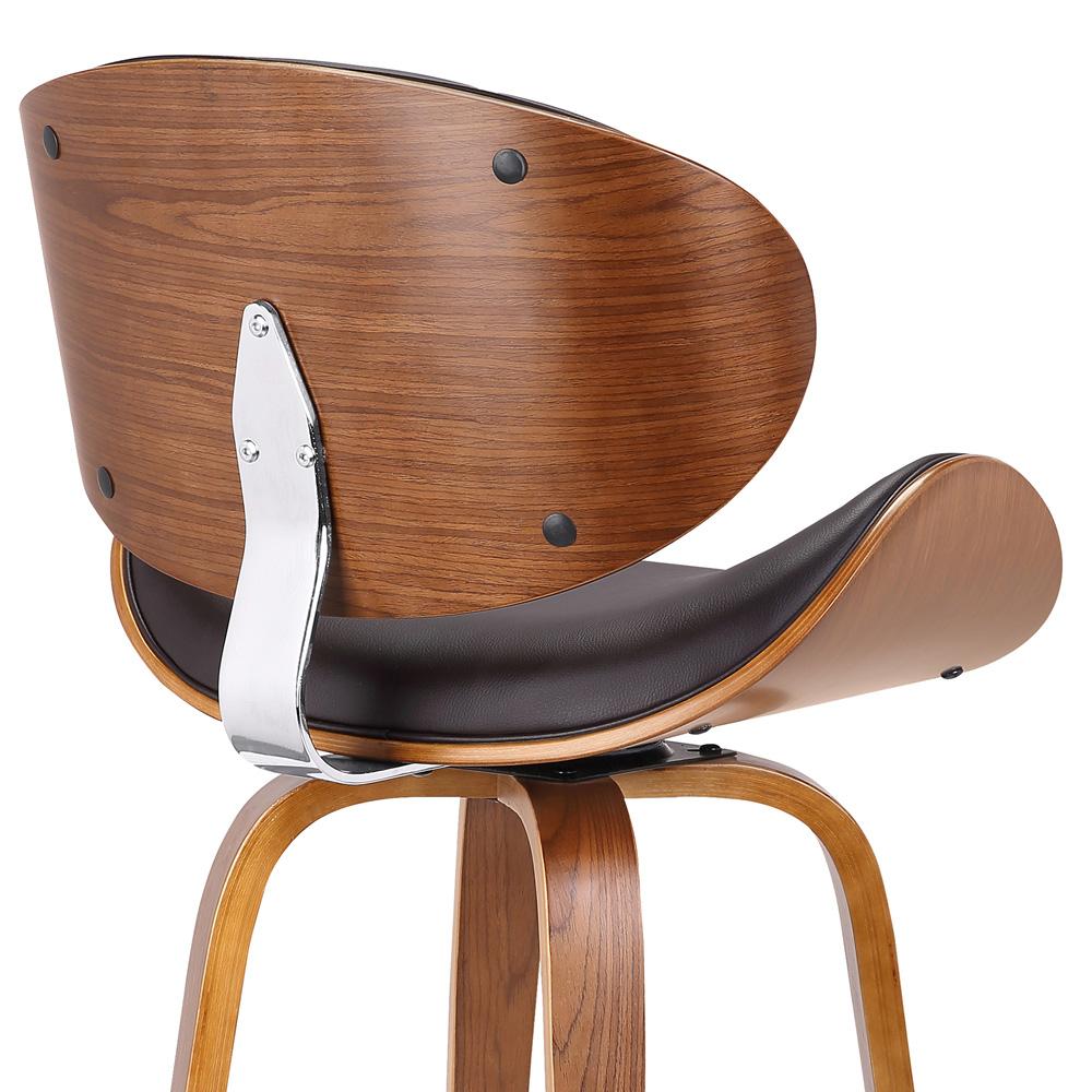 Armen Living - Solvang 26in Swivel Brown Faux Leather and Walnut Wood Counter Stool - LCSLBABRWA26 veiw 5