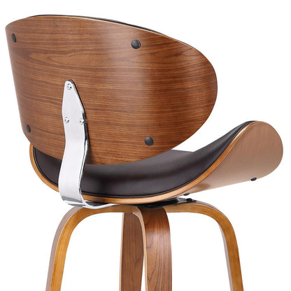 Armen Living - Solvang 26in Swivel Brown Faux Leather and Walnut Wood Counter Stool - LCSLBABRWA26 veiw 5