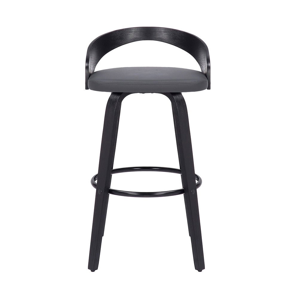 Armen Living  - Sonia 30in Bar Height Swivel Grey Faux Leather and Black Wood Bar Stool - LCSOBAGRBL30 - CLOSEOUT veiw 1