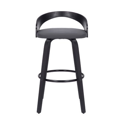 Armen Living  - Sonia 30in Bar Height Swivel Grey Faux Leather and Black Wood Bar Stool - LCSOBAGRBL30 - CLOSEOUT veiw 1
