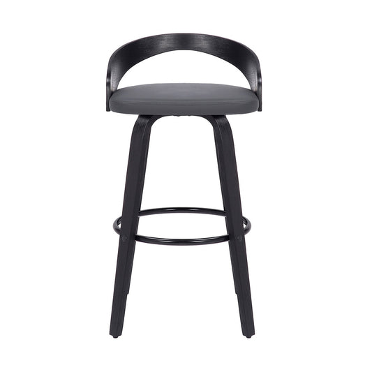 Armen Living  - Sonia 30in Bar Height Swivel Grey Faux Leather and Black Wood Bar Stool - LCSOBAGRBL30 - CLOSEOUT veiw 1