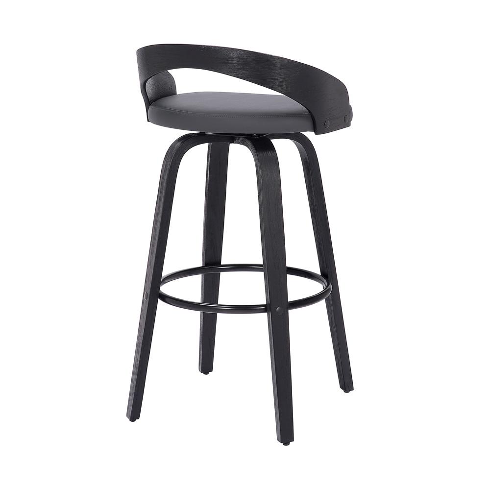 Armen Living  - Sonia 30in Bar Height Swivel Grey Faux Leather and Black Wood Bar Stool - LCSOBAGRBL30 - CLOSEOUT veiw 3