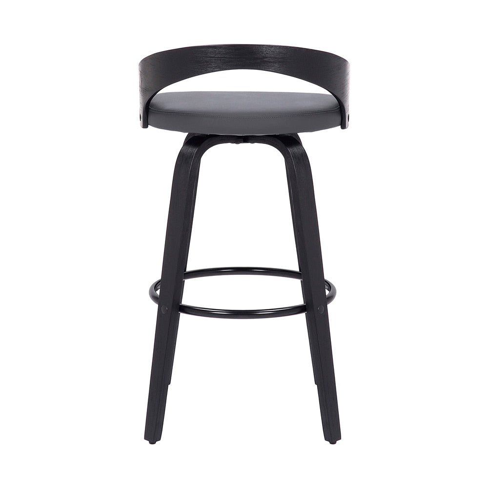 Armen Living  - Sonia 30in Bar Height Swivel Grey Faux Leather and Black Wood Bar Stool - LCSOBAGRBL30 - CLOSEOUT veiw 4