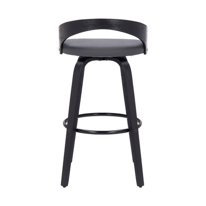 Armen Living  - Sonia 30in Bar Height Swivel Grey Faux Leather and Black Wood Bar Stool - LCSOBAGRBL30 - CLOSEOUT veiw 4