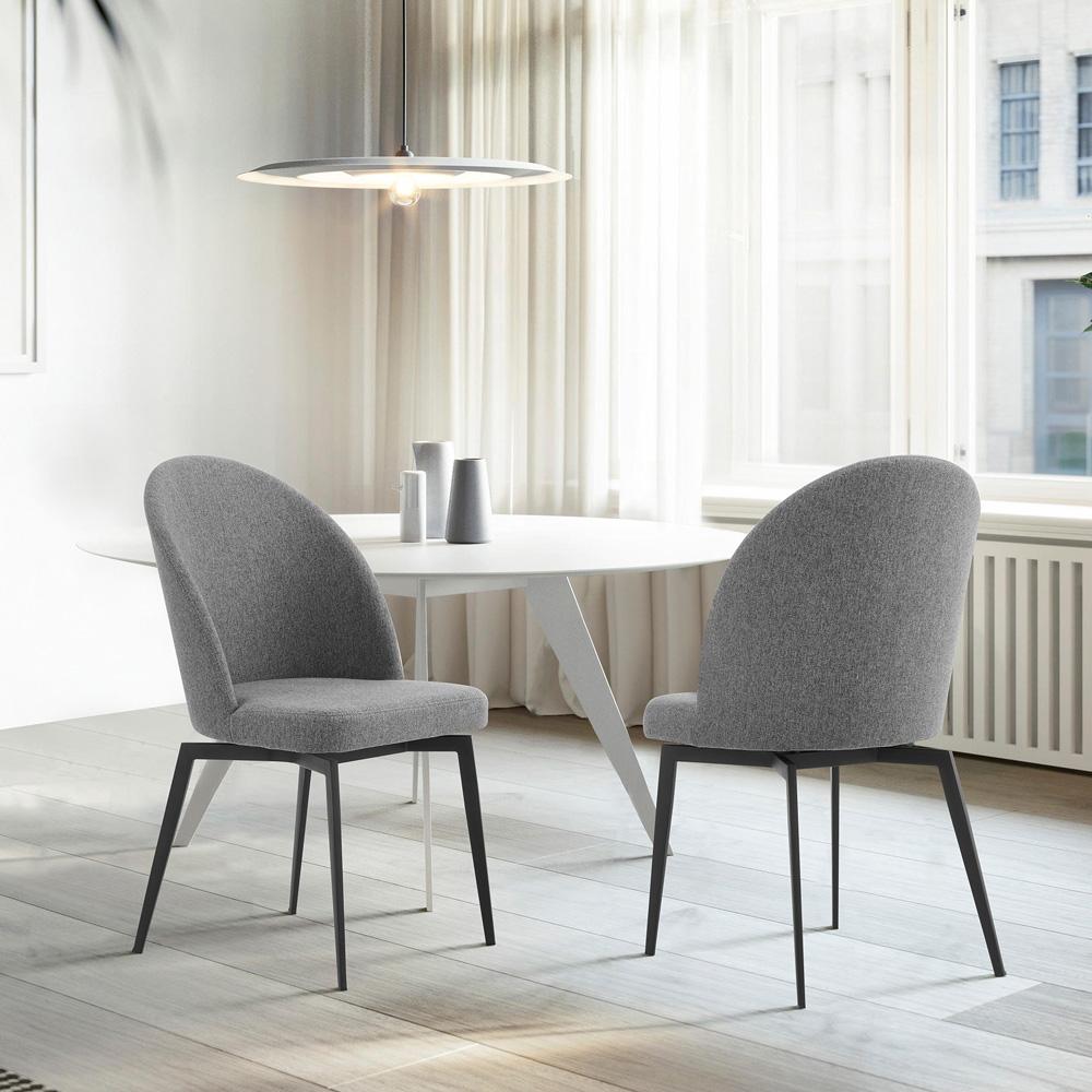 Armen Living - Sunny Swivel Gray Fabric and Metal Dining Room Chairs (Set of 2) - LCSNSIGR veiw 7