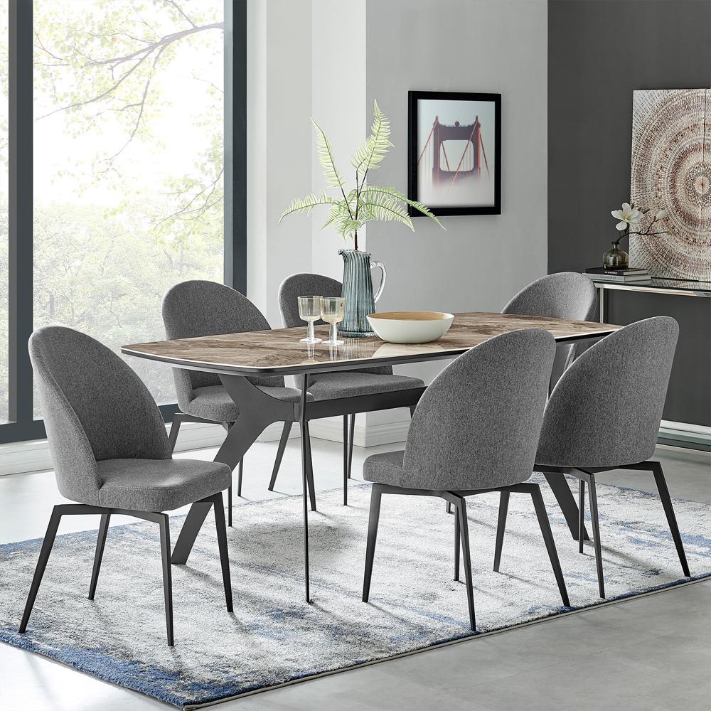 Armen Living - Sunny Swivel Gray Fabric and Metal Dining Room Chairs (Set of 2) - LCSNSIGR veiw 8
