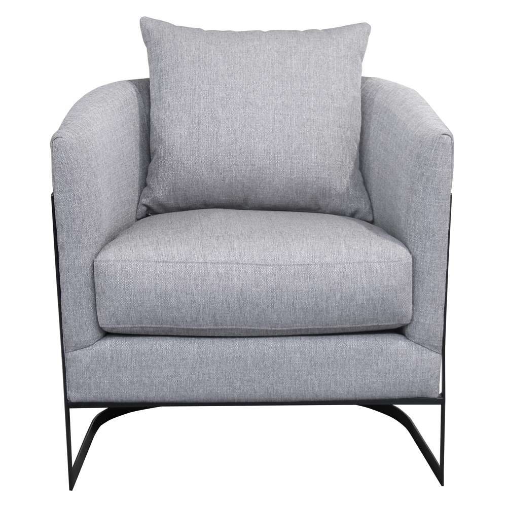Armen Living - Swan Contemporary Accent Chair with Black Iron Finish Gray Fabric - LCSWCHGR veiw 1