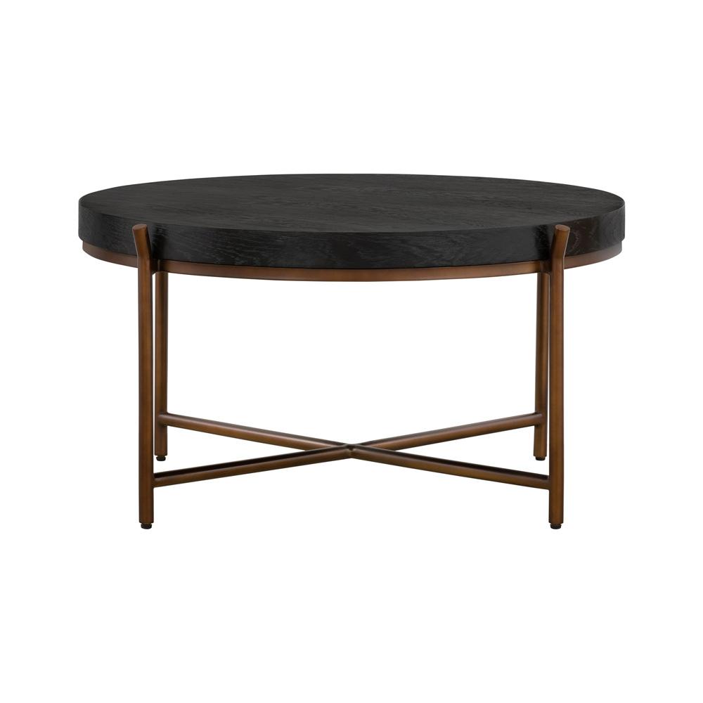 Armen Living - Sylvie Brushed Oak and Metal Round Coffee Table - LCSYCOBL veiw 2