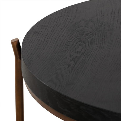 Armen Living - Sylvie Brushed Oak and Metal Round Coffee Table - LCSYCOBL veiw 4