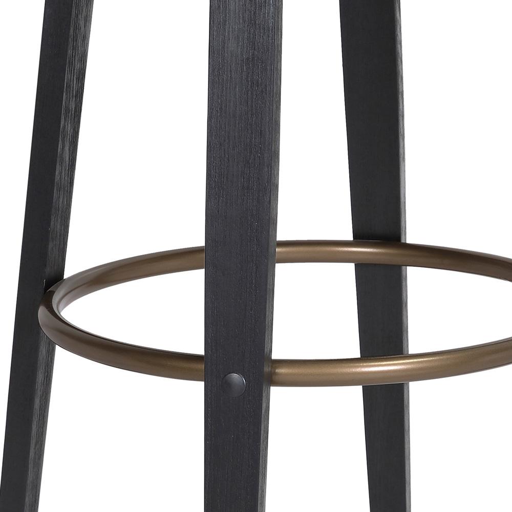 Armen Living  - Topanga 30.5in Swivel Black Wood Bar Stool in Grey Faux Leather with Golden Bronze Metal - LCTOBABLKGRY30 veiw 8