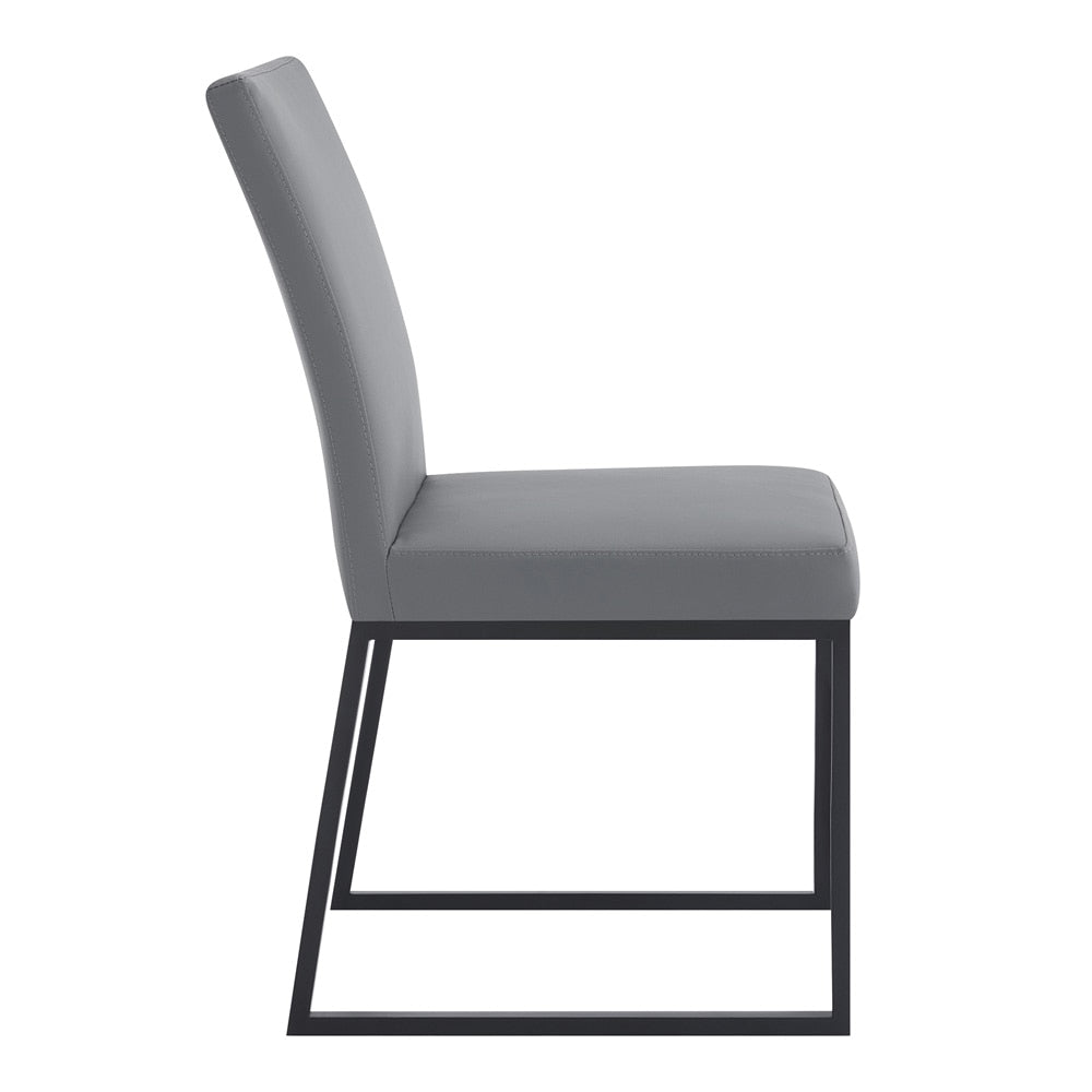 Armen Living - Trevor Contemporary Dining Chair in Matte Black Finish and Gray Faux Leather (Set of 2) - LCTRCHMBGR veiw 3