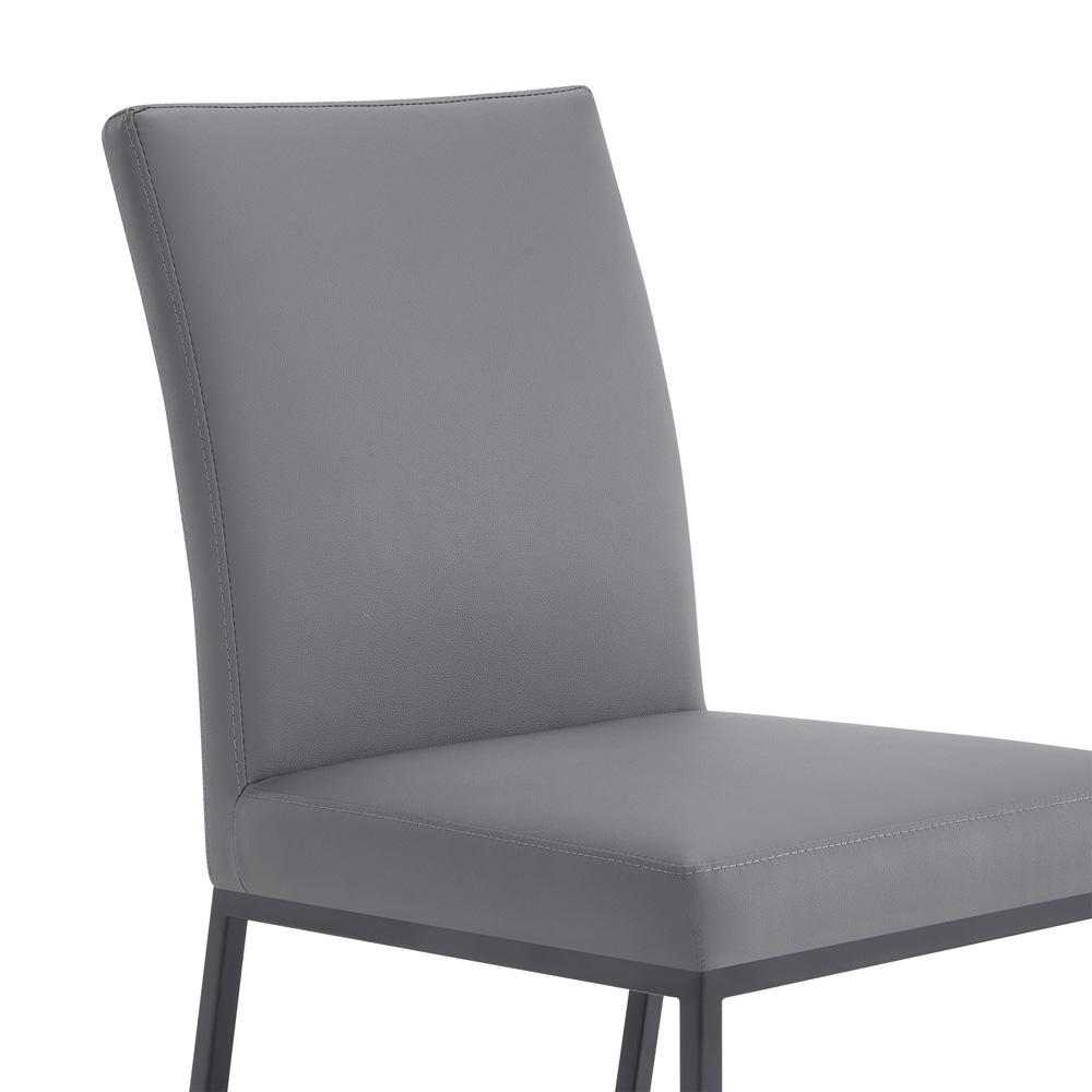 Armen Living - Trevor Contemporary Dining Chair in Matte Black Finish and Gray Faux Leather (Set of 2) - LCTRCHMBGR veiw 6