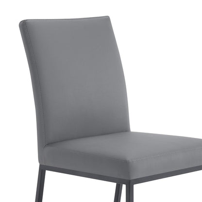 Armen Living - Trevor Contemporary Dining Chair in Matte Black Finish and Gray Faux Leather (Set of 2) - LCTRCHMBGR veiw 6