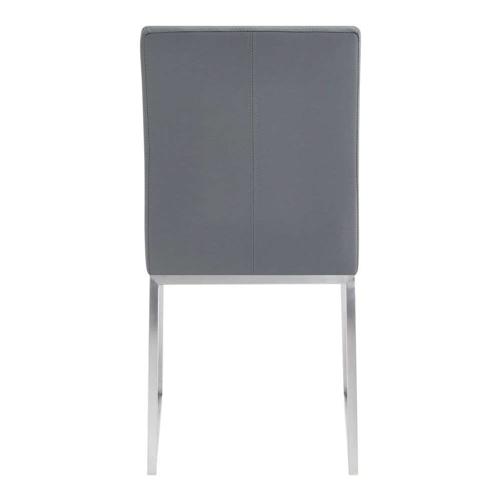 Armen Living - Trevor Contemporary Dining Chair in Brushed Stainless Steel and Gray Faux Leather (Set of 2) - LCTRCHBSGR veiw 5