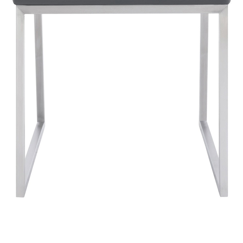 Armen Living - Trevor Contemporary Dining Chair in Brushed Stainless Steel and Gray Faux Leather (Set of 2) - LCTRCHBSGR veiw 7