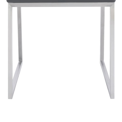 Armen Living - Trevor Contemporary Dining Chair in Brushed Stainless Steel and Gray Faux Leather (Set of 2) - LCTRCHBSGR veiw 7
