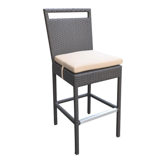 Armen Living - Tropez Outdoor Patio Wicker Barstool with Water Resistant Beige Fabric Cushions - LCTRBABE_CLOSEOUT veiw 1