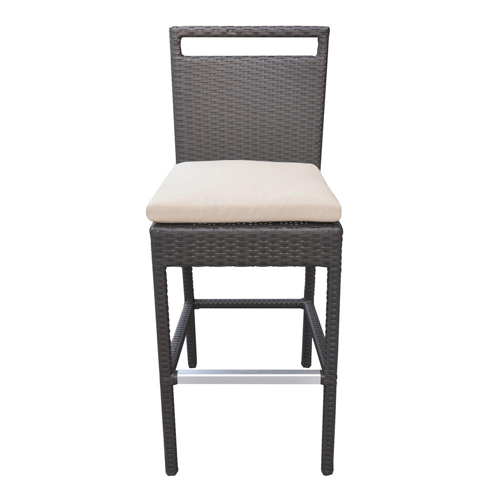 Armen Living - Tropez Outdoor Patio Wicker Barstool with Water Resistant Beige Fabric Cushions - LCTRBABE_CLOSEOUT veiw 2