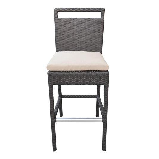 Armen Living - Tropez Outdoor Patio Wicker Barstool with Water Resistant Beige Fabric Cushions - LCTRBABE_CLOSEOUT veiw 2
