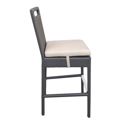 Armen Living - Tropez Outdoor Patio Wicker Barstool with Water Resistant Beige Fabric Cushions - LCTRBABE_CLOSEOUT veiw 3