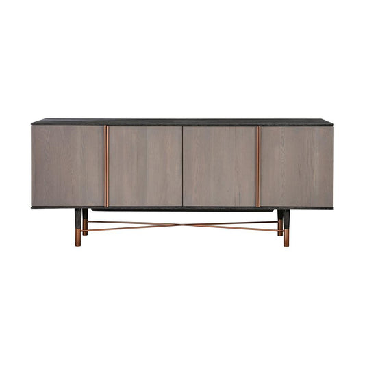 Armen Living - Turin Rustic Oak Wood Sideboard Cabinet with Copper Accent - LCTNBUBL view 1