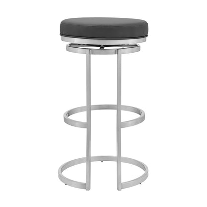 Armen Living - Vander 30in Gray Faux Leather and Brushed Stainless Steel Swivel Bar Stool - LCVDBABSGR30_CLOSEOUT veiw 1