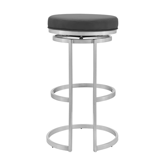 Armen Living - Vander 30in Gray Faux Leather and Brushed Stainless Steel Swivel Bar Stool - LCVDBABSGR30_CLOSEOUT veiw 1