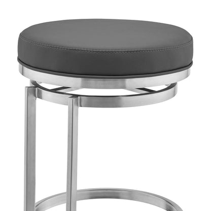 Armen Living - Vander 30in Gray Faux Leather and Brushed Stainless Steel Swivel Bar Stool - LCVDBABSGR30_CLOSEOUT veiw 4
