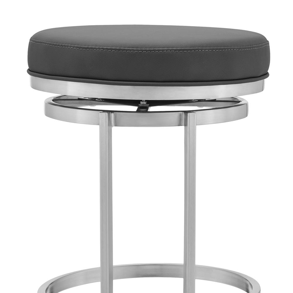 Armen Living - Vander 30in Gray Faux Leather and Brushed Stainless Steel Swivel Bar Stool - LCVDBABSGR30_CLOSEOUT veiw 5