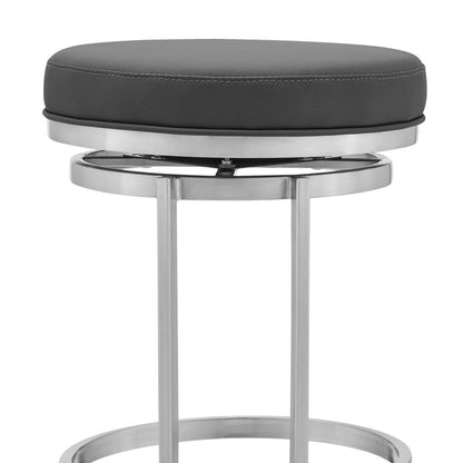 Armen Living - Vander 30in Gray Faux Leather and Brushed Stainless Steel Swivel Bar Stool - LCVDBABSGR30_CLOSEOUT veiw 5