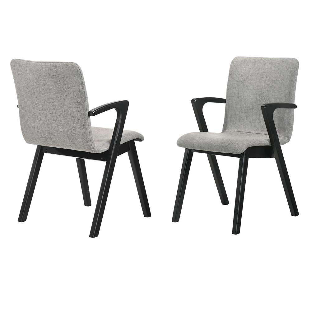Armen Living - Varde Mid-Century Gray Upholstered Dining Chairs in Black Finish (Set of 2) - LCVRSIGRBL veiw 1