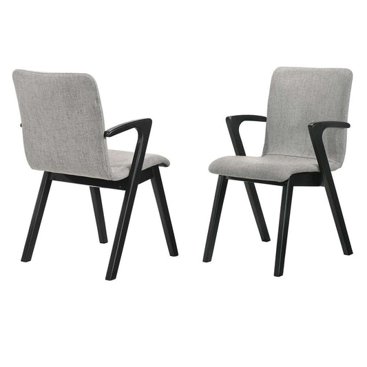 Armen Living - Varde Mid-Century Gray Upholstered Dining Chairs in Black Finish (Set of 2) - LCVRSIGRBL veiw 1