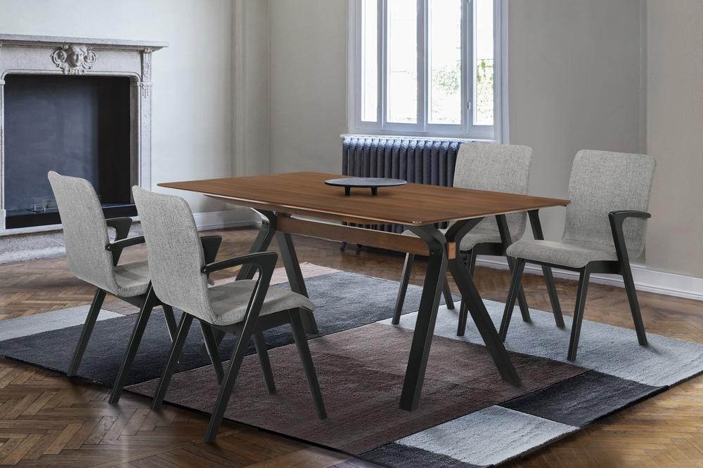 Armen Living - Varde Mid-Century Gray Upholstered Dining Chairs in Black Finish (Set of 2) - LCVRSIGRBL veiw 7