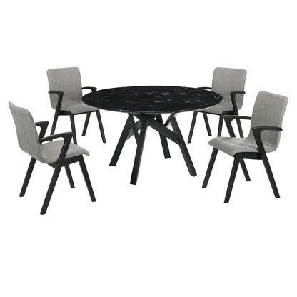 Armen Living - Venus and Varde 5 Piece Black Marble Round Dining Set - SETVEDIBLK5A veiw 1