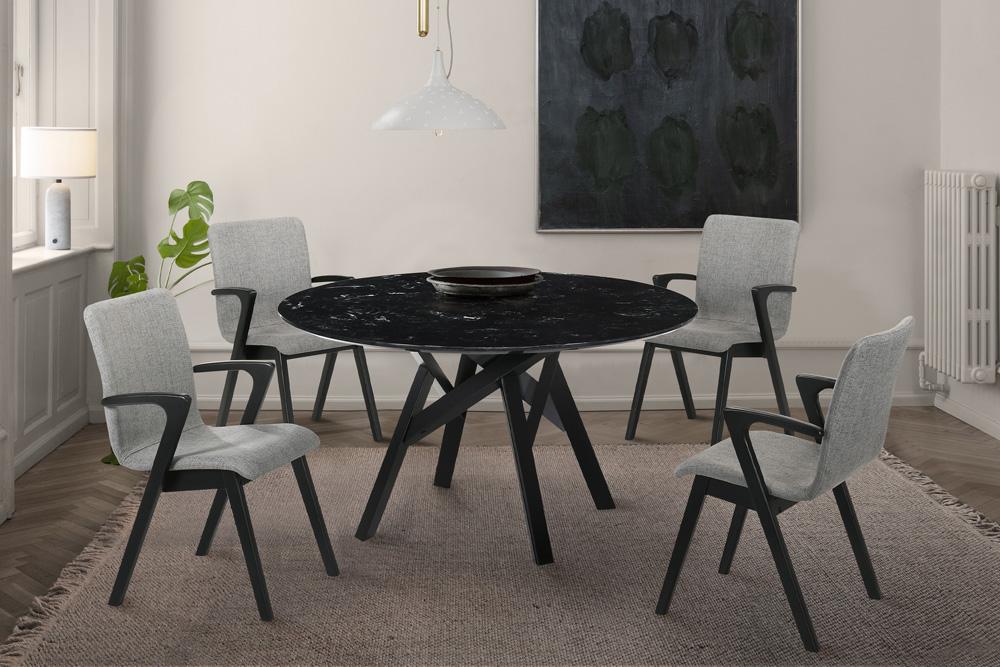 Armen Living - Venus and Varde 5 Piece Black Marble Round Dining Set - SETVEDIBLK5A veiw 7