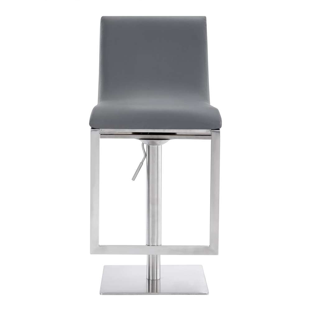 Armen Living - Victory Contemporary Swivel Barstool in Brushed Stainless Steel and Gray Faux Leather - LCVCSWBABSGR veiw 2