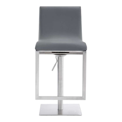 Armen Living - Victory Contemporary Swivel Barstool in Brushed Stainless Steel and Gray Faux Leather - LCVCSWBABSGR veiw 2