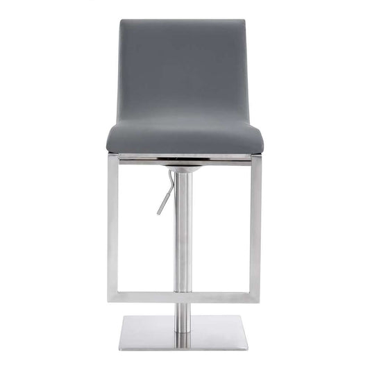 Armen Living - Victory Contemporary Swivel Barstool in Brushed Stainless Steel and Gray Faux Leather - LCVCSWBABSGR veiw 2