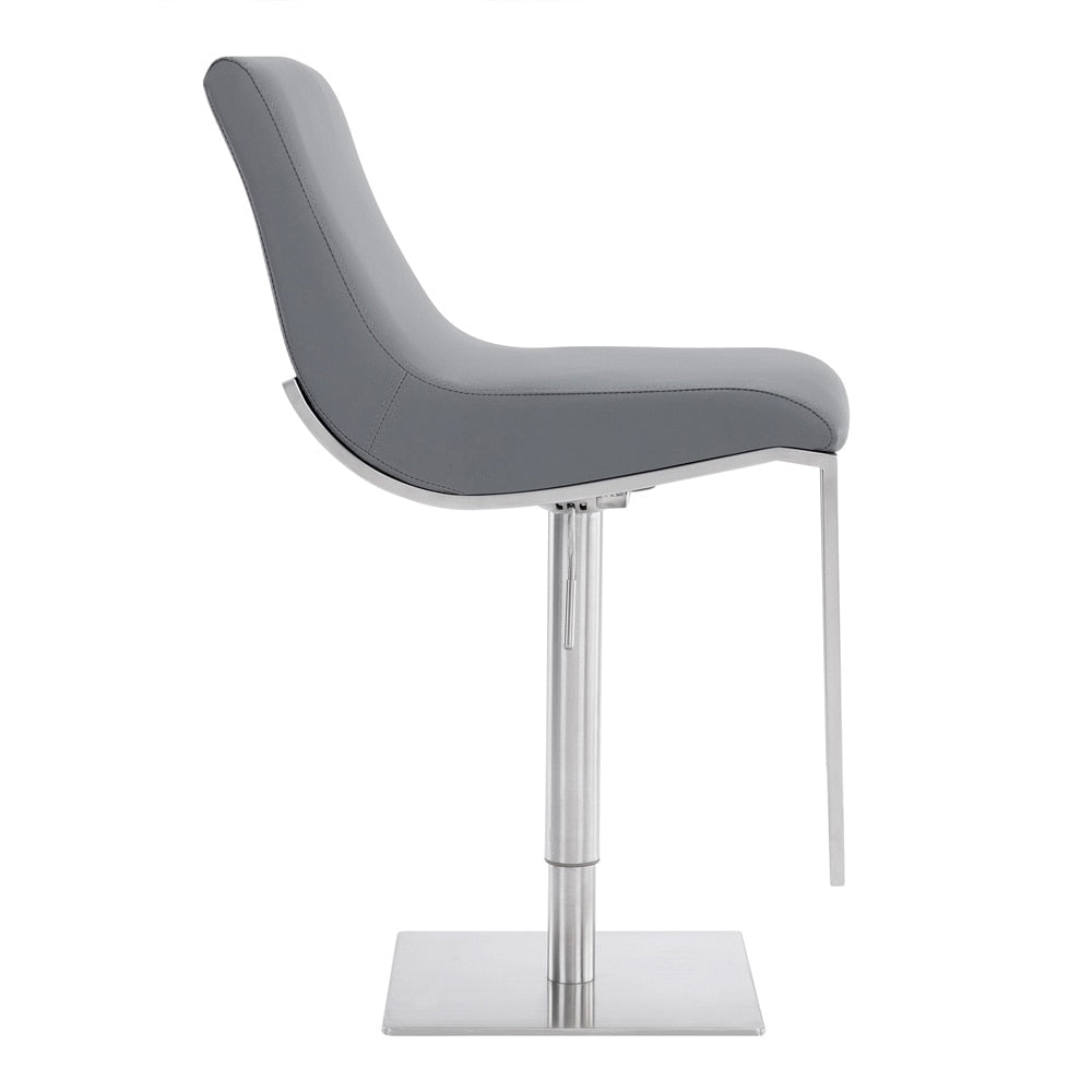 Armen Living - Victory Contemporary Swivel Barstool in Brushed Stainless Steel and Gray Faux Leather - LCVCSWBABSGR veiw 3