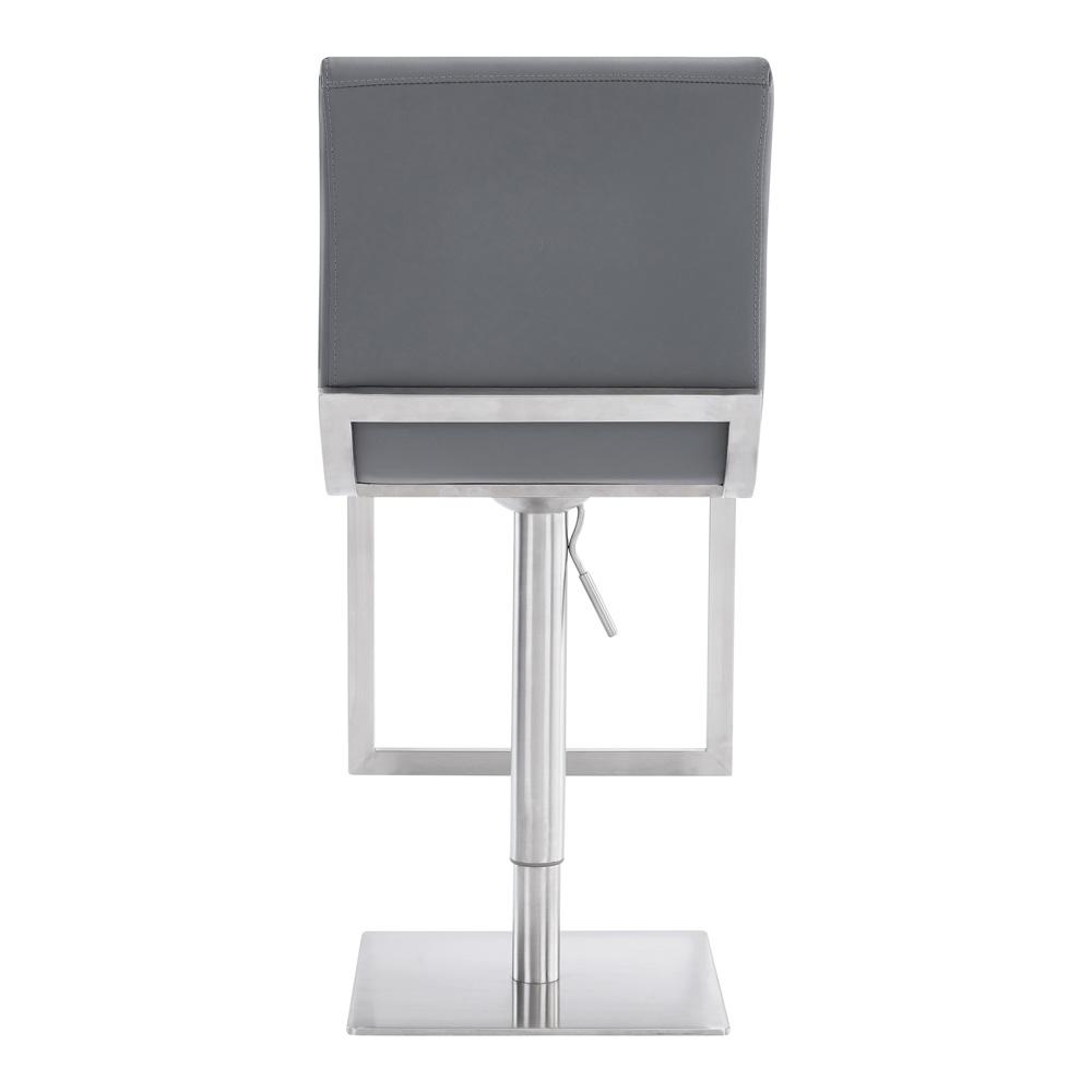 Armen Living - Victory Contemporary Swivel Barstool in Brushed Stainless Steel and Gray Faux Leather - LCVCSWBABSGR veiw 4