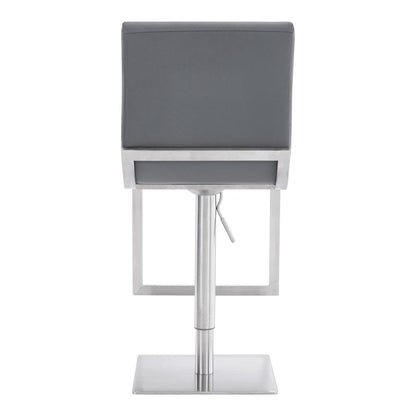Armen Living - Victory Contemporary Swivel Barstool in Brushed Stainless Steel and Gray Faux Leather - LCVCSWBABSGR veiw 4