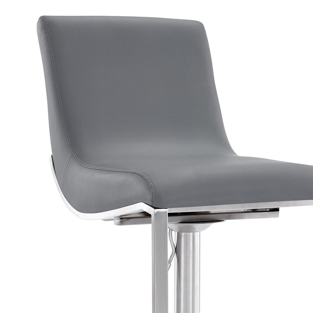 Armen Living - Victory Contemporary Swivel Barstool in Brushed Stainless Steel and Gray Faux Leather - LCVCSWBABSGR veiw 5