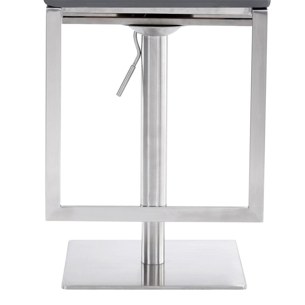 Armen Living - Victory Contemporary Swivel Barstool in Brushed Stainless Steel and Gray Faux Leather - LCVCSWBABSGR veiw 6