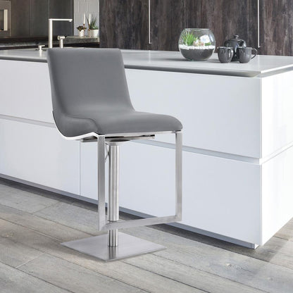Armen Living - Victory Contemporary Swivel Barstool in Brushed Stainless Steel and Gray Faux Leather - LCVCSWBABSGR veiw 8