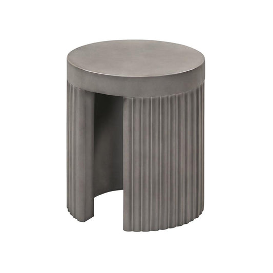 Armen Living - Wave Round Indoor or Outdoor Accent Stool End Table in Grey Concrete - LCLKSTGR veiw 1