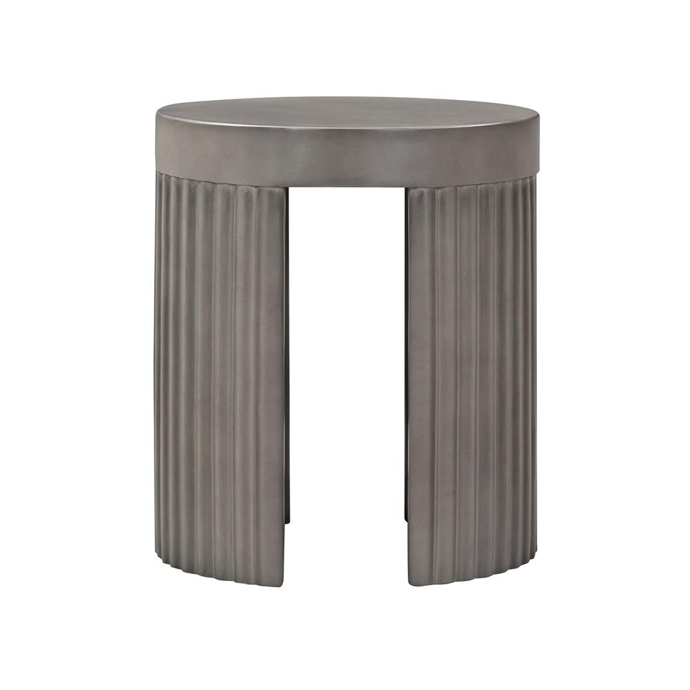 Armen Living - Wave Round Indoor or Outdoor Accent Stool End Table in Grey Concrete - LCLKSTGR veiw 3