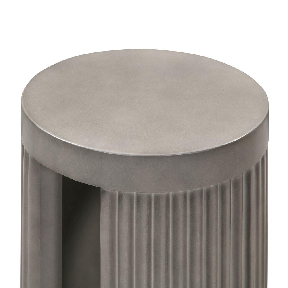 Armen Living - Wave Round Indoor or Outdoor Accent Stool End Table in Grey Concrete - LCLKSTGR veiw 4